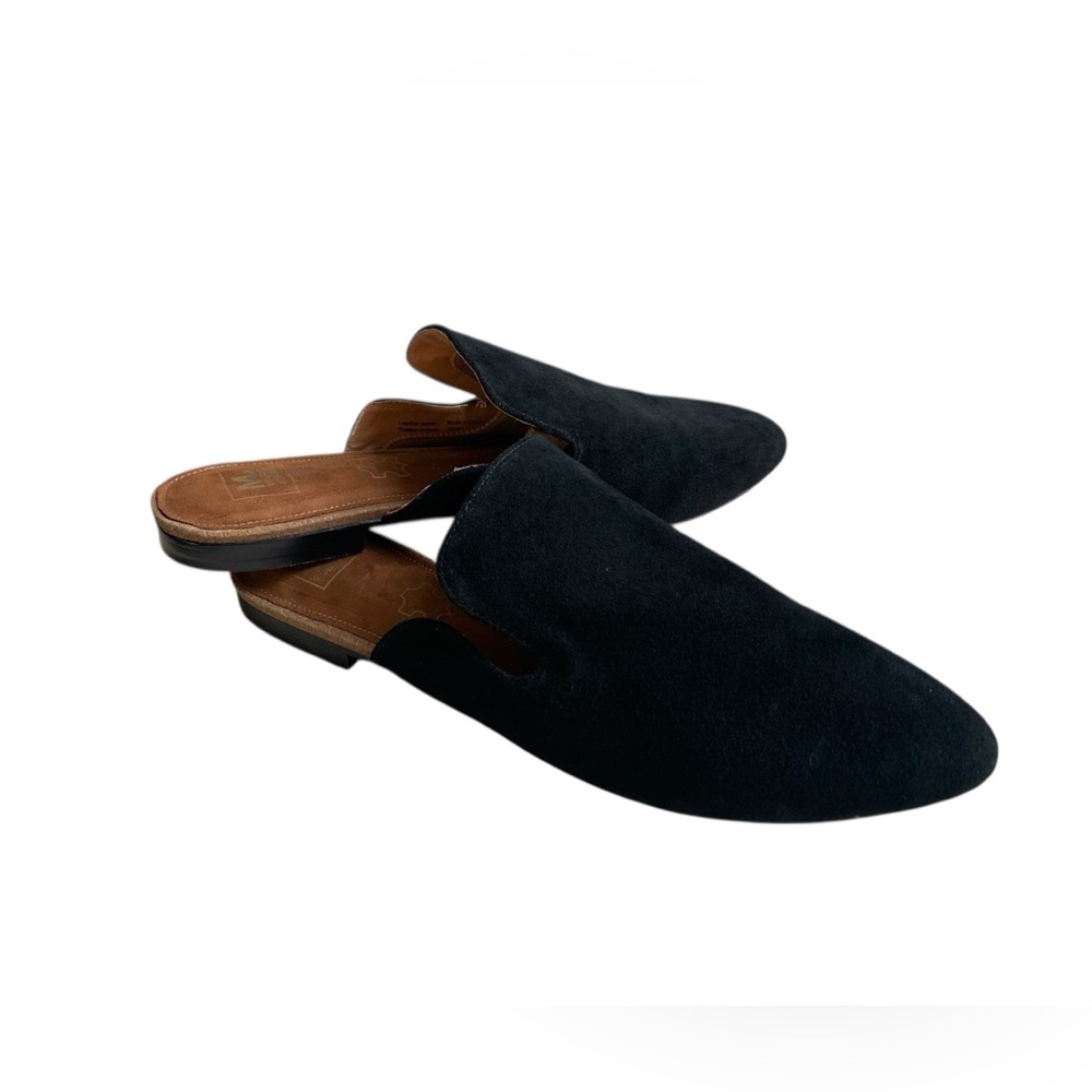 MJ Mark Jenkins Slip-On Mule Black Suede Leather Flats Size 10